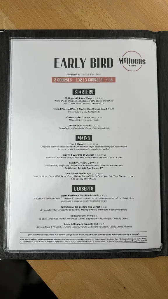 Menu_McHughs of Raheny - Neighbourhood Restaurant_Raheny_image_2
