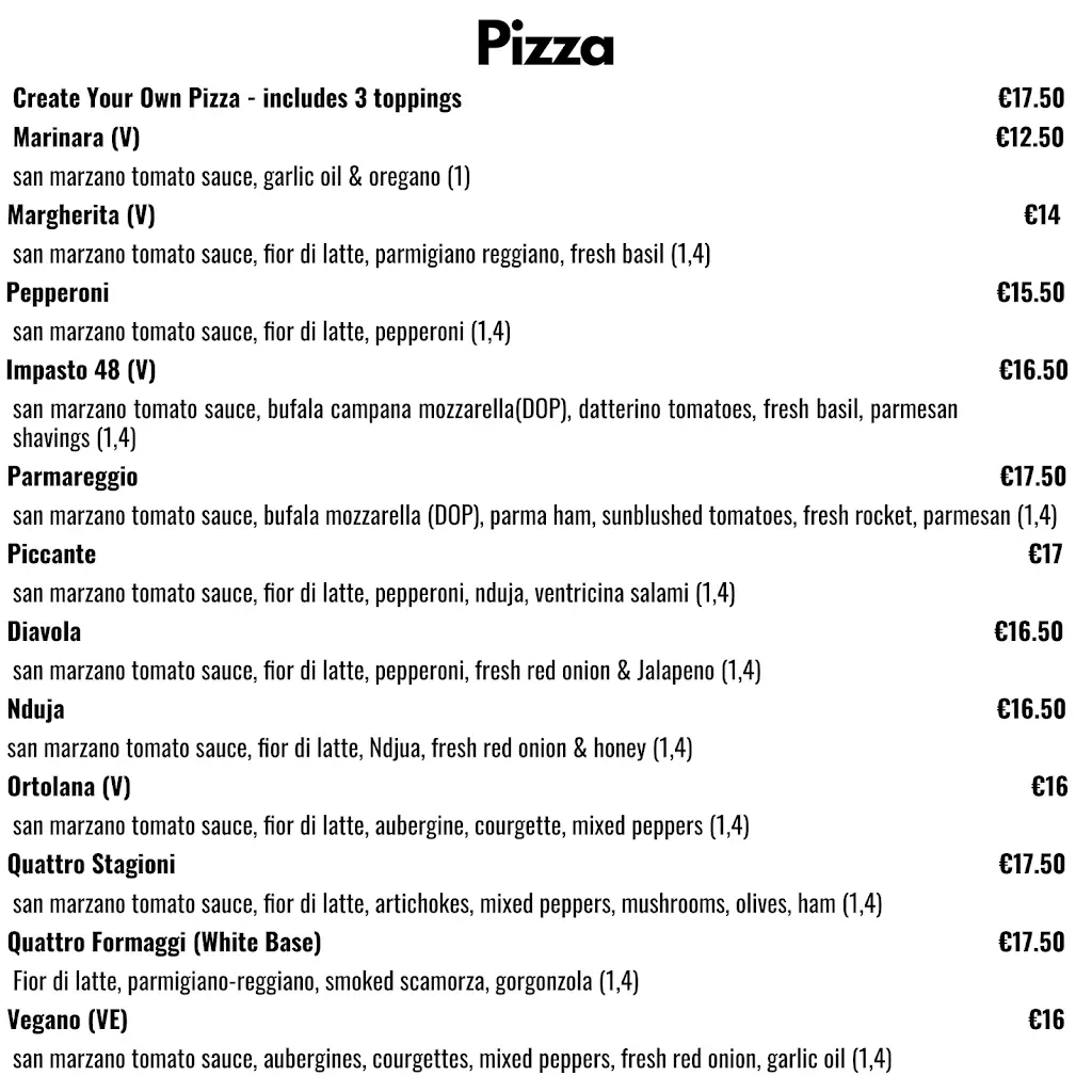 Menu_Impasto 48_Raheny_image_2