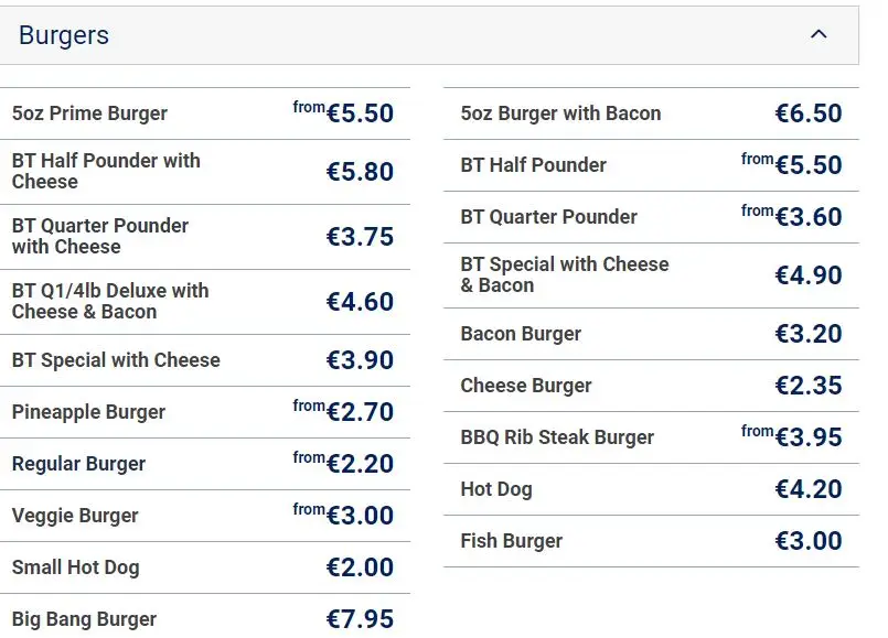 Menu_Blue Thunder_Claremorris_image_1