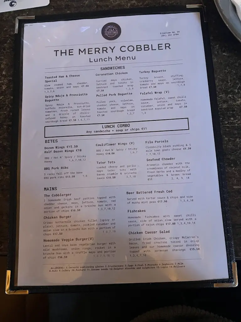 Menu_The Merry Cobbler_Ringsend_image_1