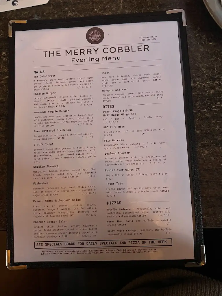 Menu_The Merry Cobbler_Ringsend_image_2