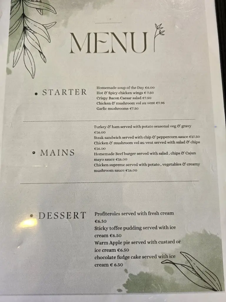 Menü_O'Reilly's Restaurant_Rochfortbridge_Bild_2