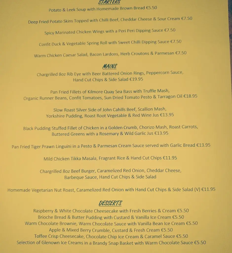 Menu_The Willow Tree @ Rathdowney Golf Club_Rathdowney_image_2