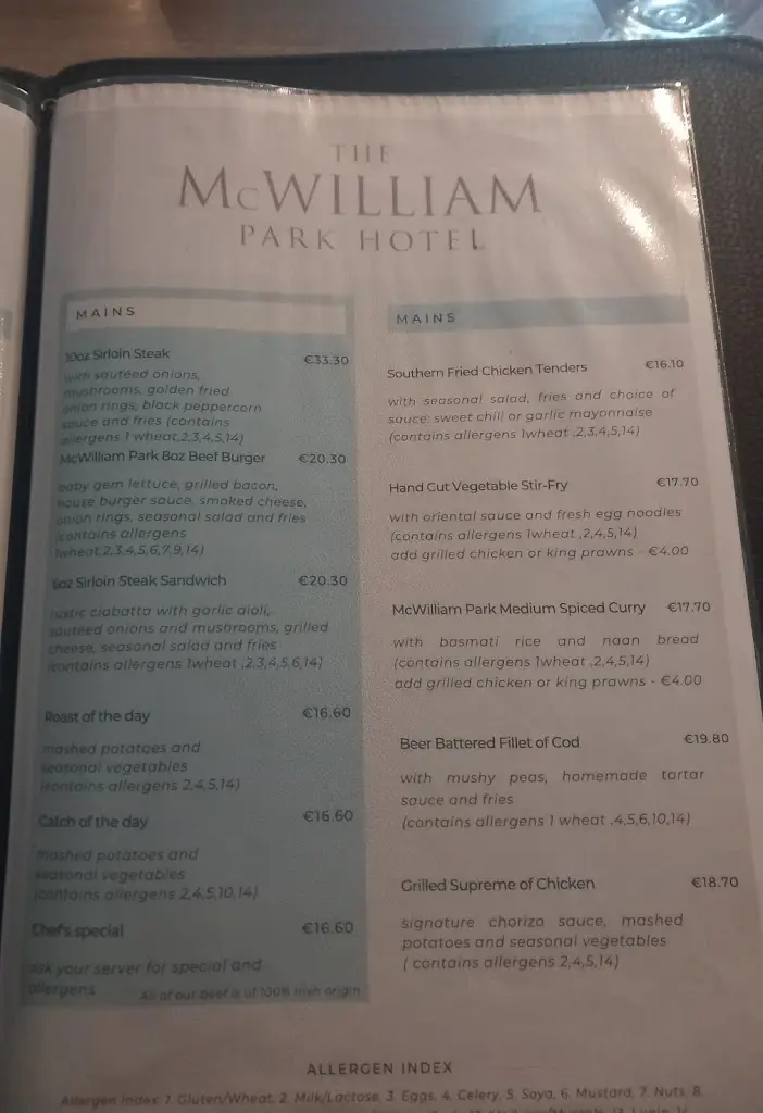 Menu_Hotel bar_Claremorris_image_1