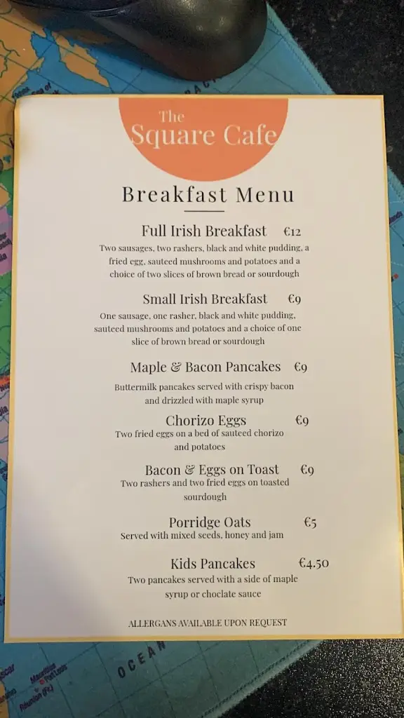 Menu_The Square Cafe_Claremorris_imagen_3