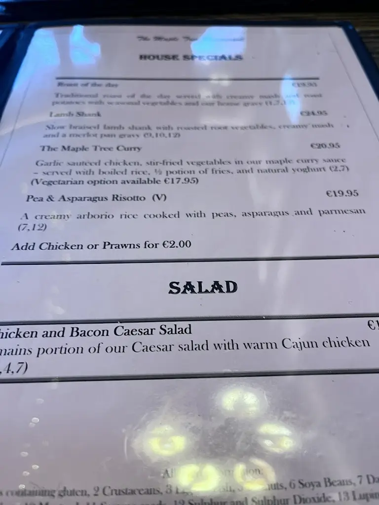 Menu_The Maple Tree_Rathcoole_image_4