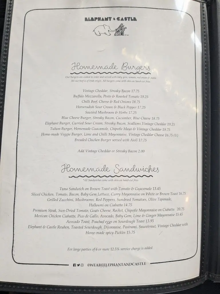 Menu_Elephant & Castle_Sandyford_imagen_1