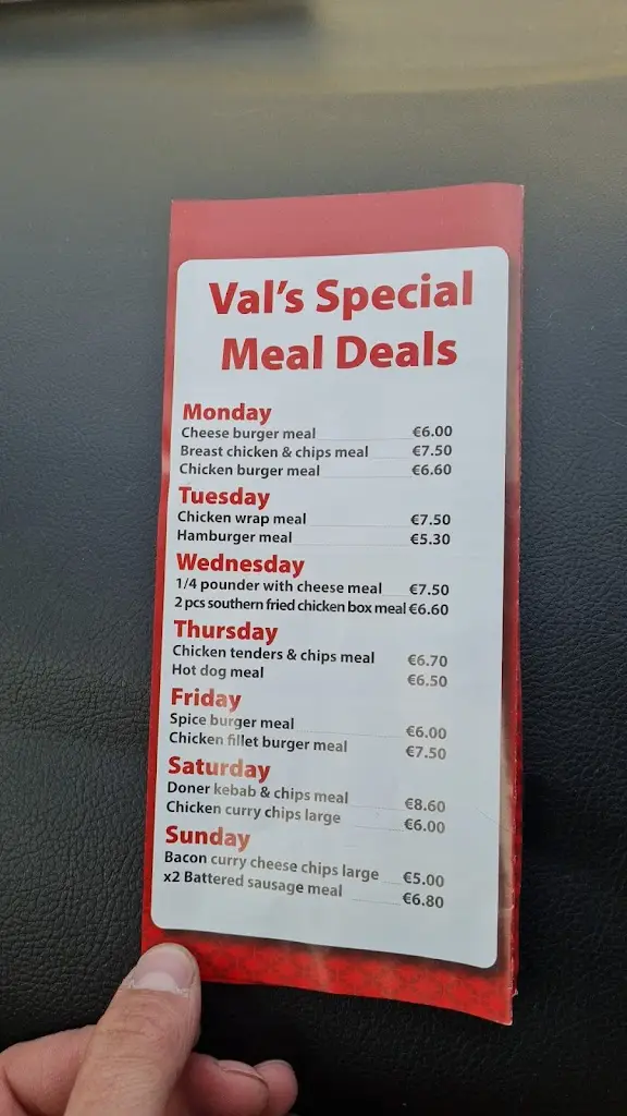 Menu_Val's Fast Food_Claremorris_imagen_2