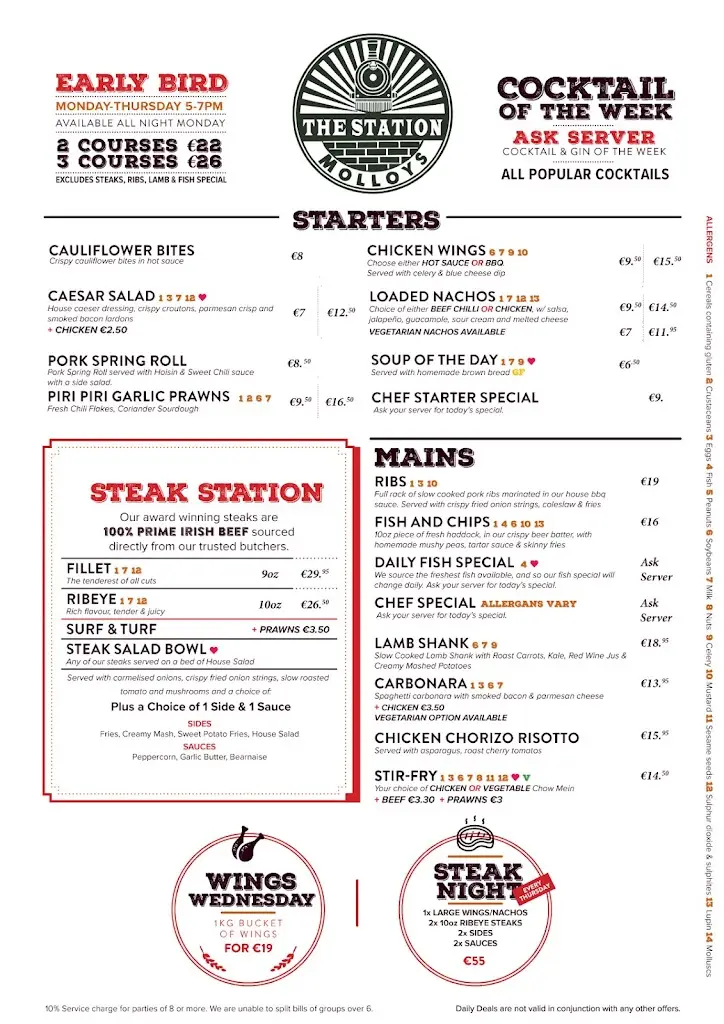 Menu_The Station at Molloys_Tallaght_image_2