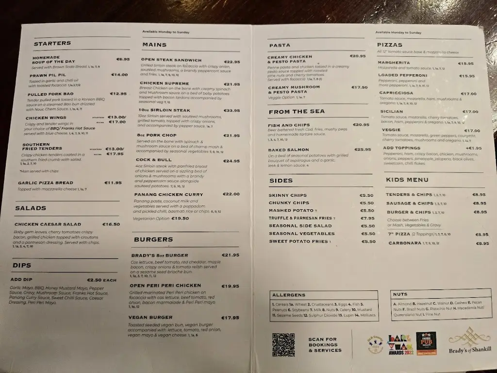 Menu_Brady's Shankill_Shankill_image_1