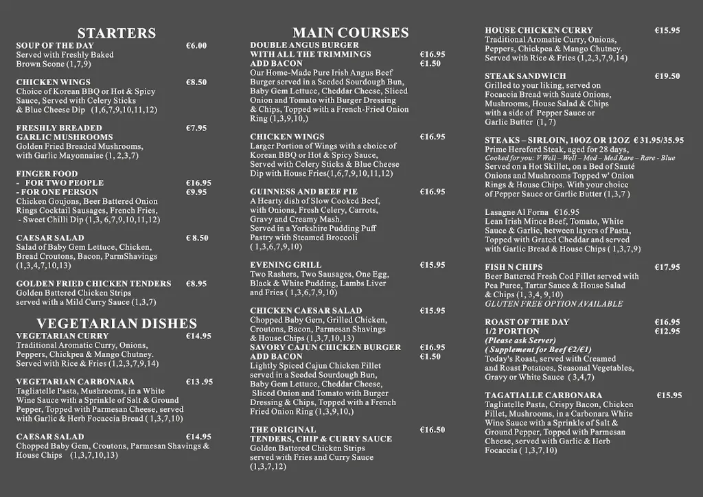 Menu_The Tara Arms Bar Lounge & Restaurant_Tullow_image_1