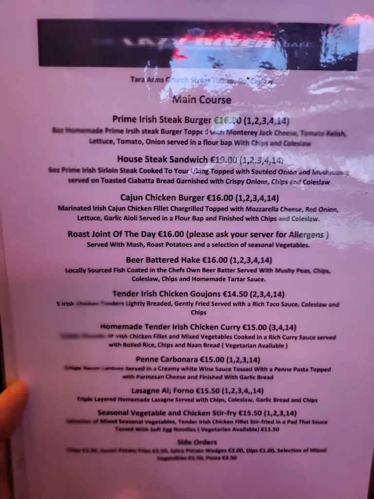 Menu_The Tara Arms Bar Lounge & Restaurant_Tullow_image_4