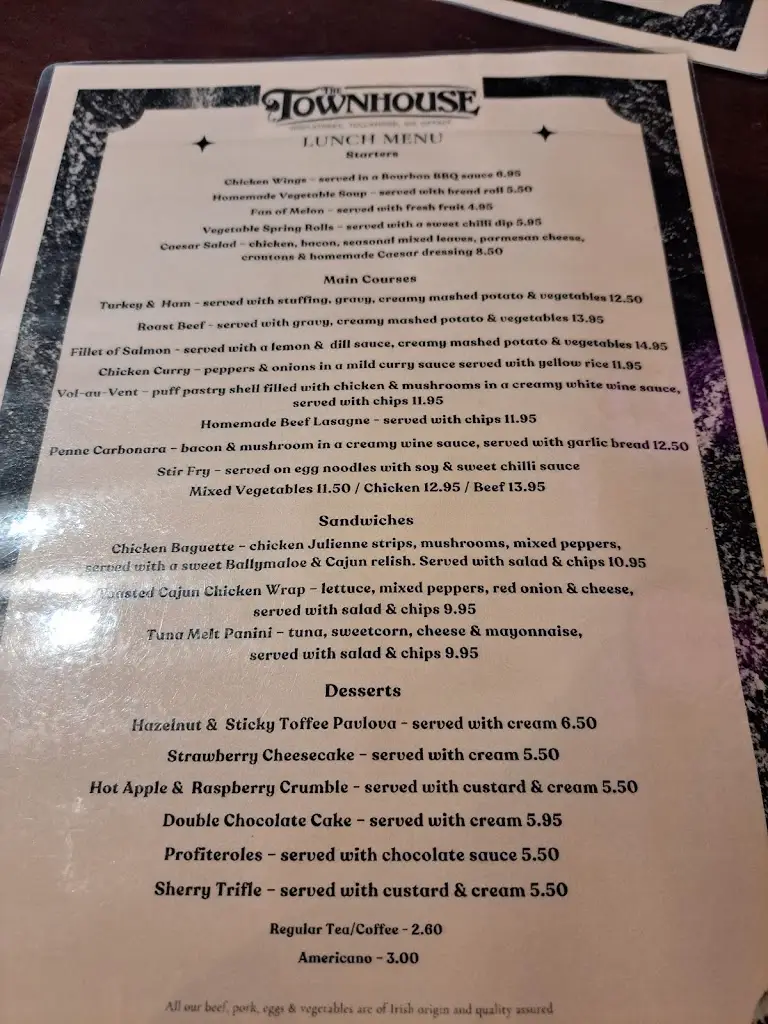 Menü_The Townhouse Tullamore_Tullamore_Bild_1