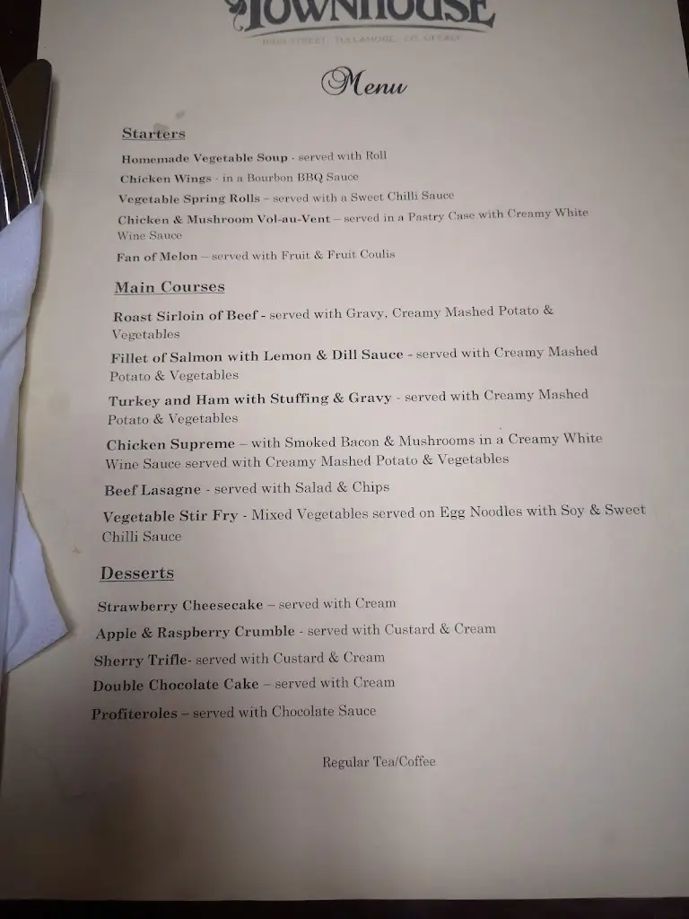 Menü_The Townhouse Tullamore_Tullamore_Bild_2