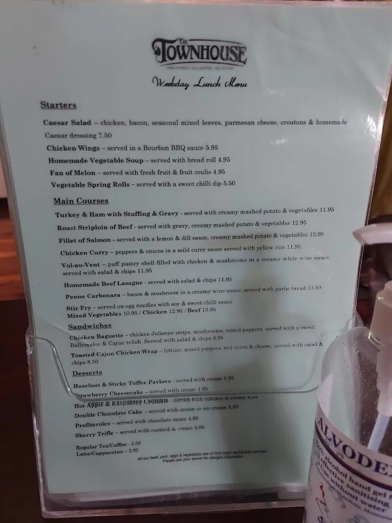 Menü_The Townhouse Tullamore_Tullamore_Bild_4