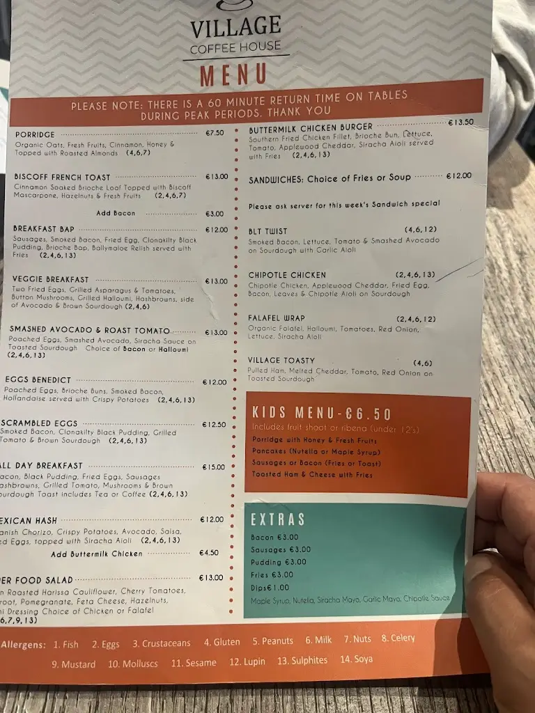Menü_Village Coffee House_Templeogue_Bild_1