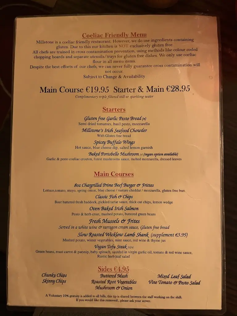 Menu_The Millstone Restaurant_South Dublin_image_1