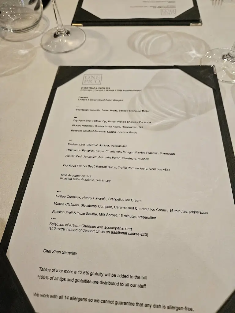 Menu_One Pico Restaurant_South Dublin_image_4