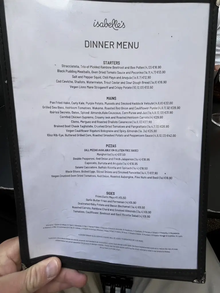 Menu_Isabelle's Restaurant_South Dublin_immagine_2