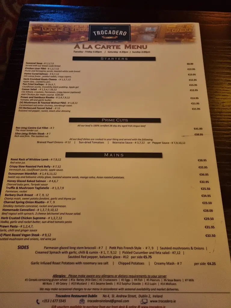 Menu_Trocadero Restaurant Dublin_South Dublin_imagen_3
