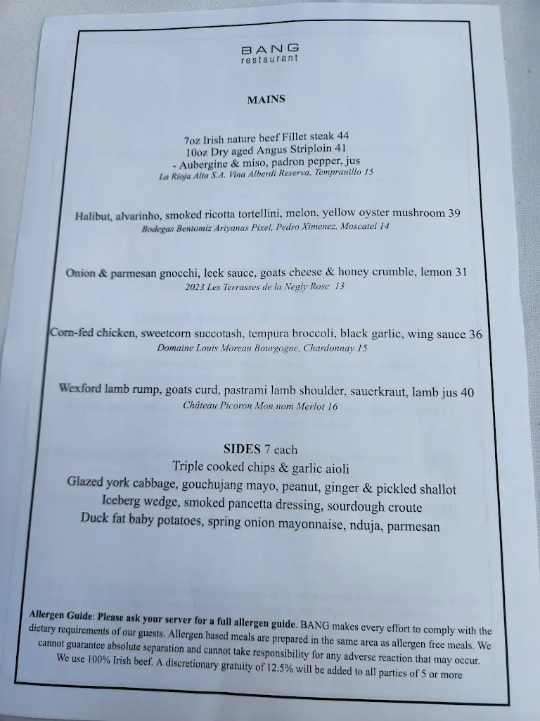 Menu_BANG Restaurant & Wine Bar Dublin D02 KW61_South Dublin_image_4