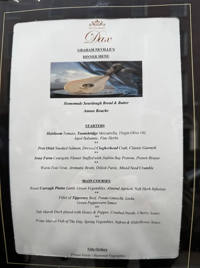 Menu_Dax Restaurant_South Dublin_image_2
