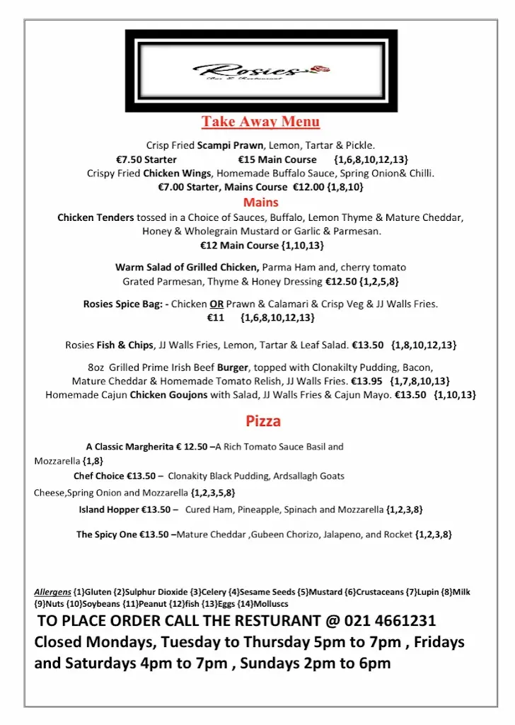 Menu_Rosies Bar_Aghada_imagen_2