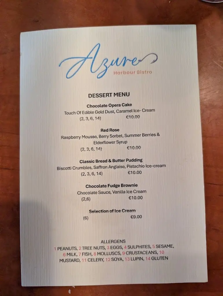 Menu_Azure Harbour Bistro, Modern European Seafood Restaurant_Aghada_imagen_2