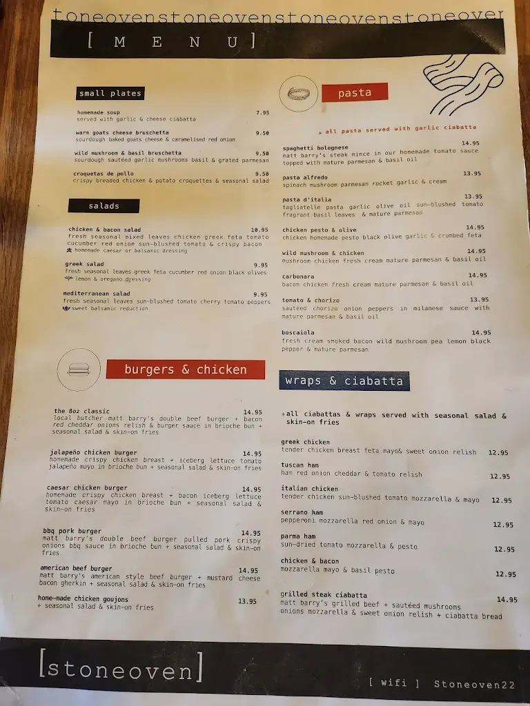 Menu_Stone Oven Bistro_Caherconlish_imagen_1