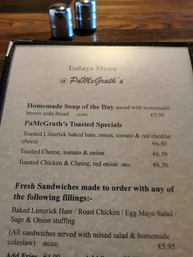 Menu_PaMcGrath's_Caherconlish_image_3