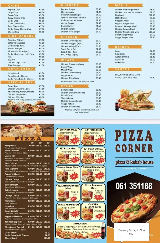 Menü_Pizza Corner_Caherconlish_Bild_1