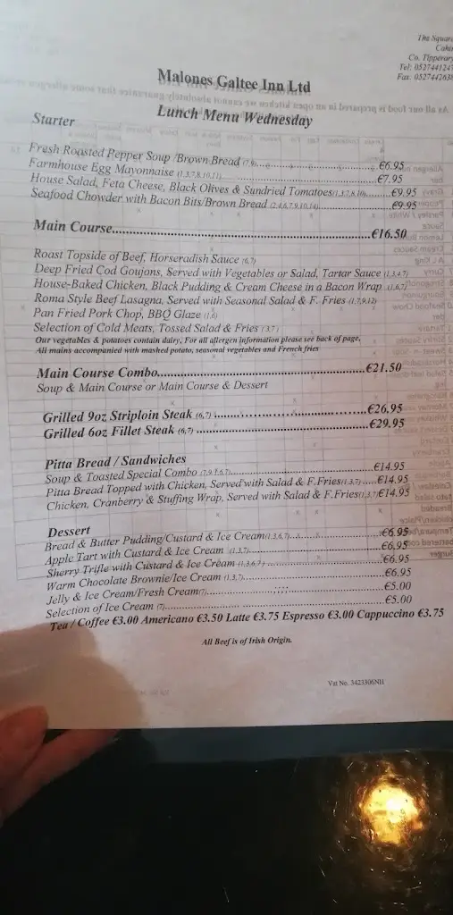 Menu_The Galtee Inn_Cahir_image_3