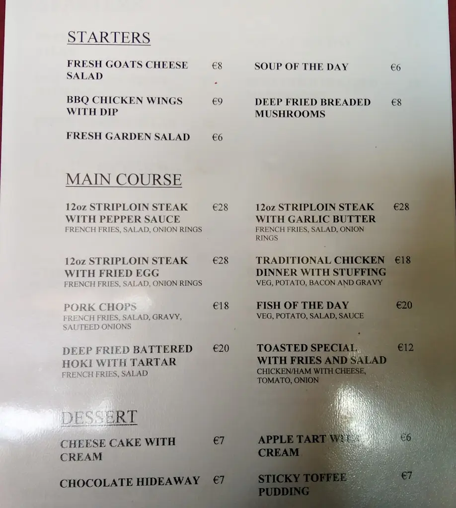 Menu_The Arches Restaurant Adare_Askeaton_imagen_4