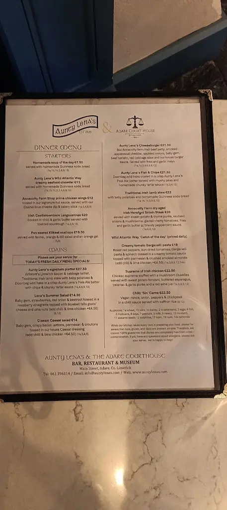 Menü_Aunty Lena's Bar Adare_Askeaton_Bild_3
