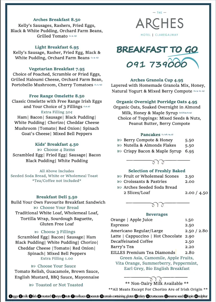 Menu_The Arches Restaurant - Claregalway_Claregalway_image_1