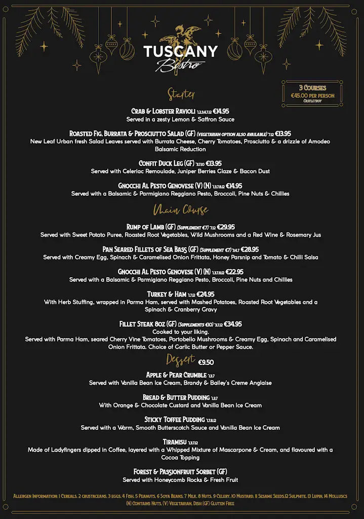 Menu_Tuscany Bistro Castletroy_Annacotty_image_1