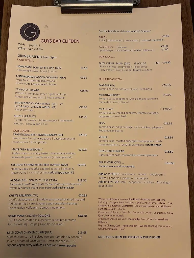 Menu_Guy's Seafood Bar Clifden_Clifden_image_2