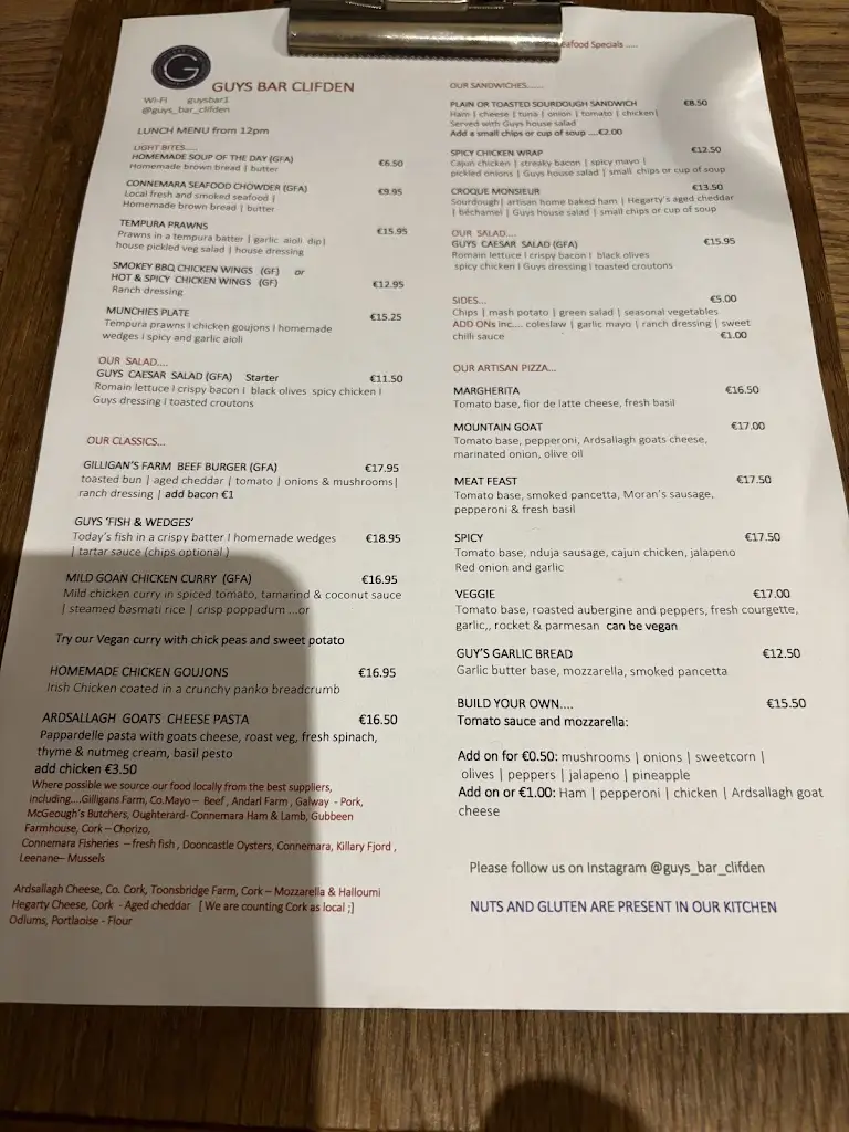 Menu_Guy's Seafood Bar Clifden_Clifden_image_4