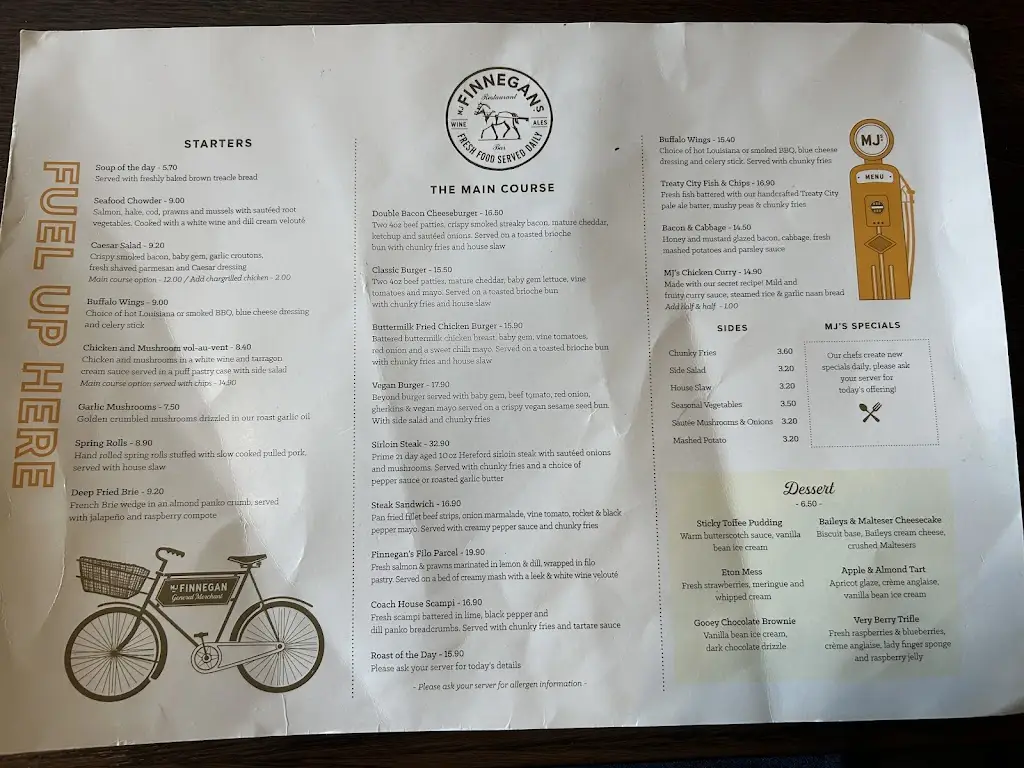 Menü_MJ Finnegan's_Annacotty_Bild_1