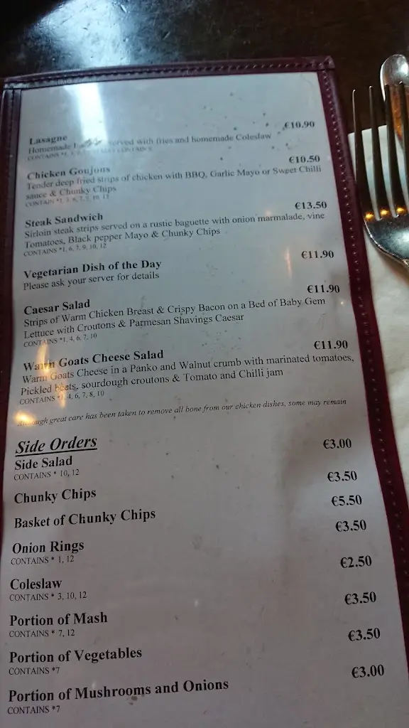 Menü_MJ Finnegan's_Annacotty_Bild_4