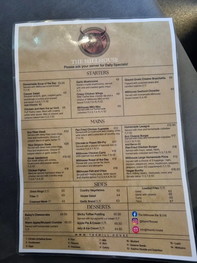 Menu_The Millhouse Bar & Grill_Annacotty_image_2