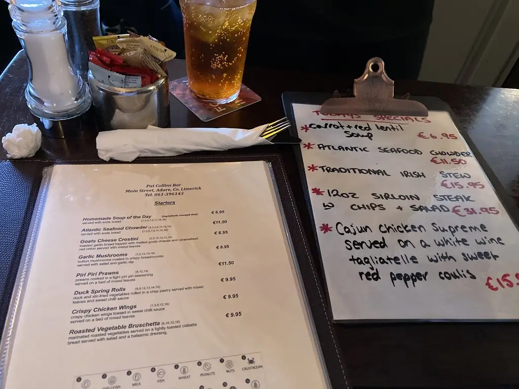 Menü_Pat Collins Bar_Adare_Bild_2