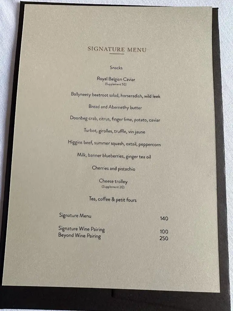 Menu_The Oak Room at Adare Manor_Adare_image_2