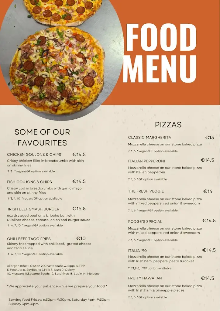 Menu_Bradshaw's Bar_Castleconnell_imagen_1