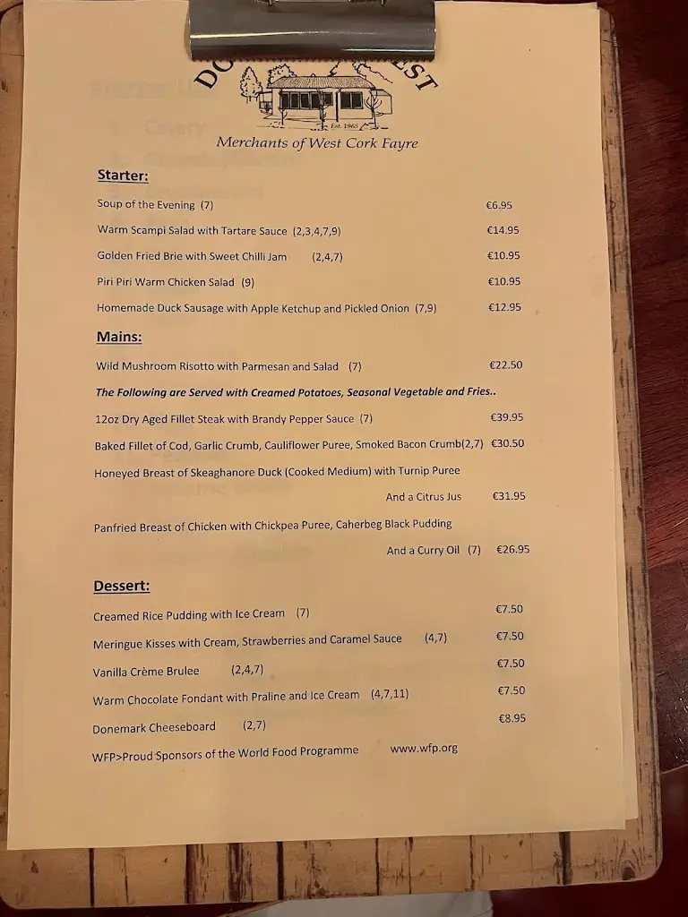 Menu_Donemark West_Bantry_image_1