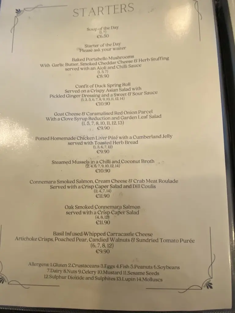 Menu_Marconi Restaurant Clifden_Clifden_immagine_1