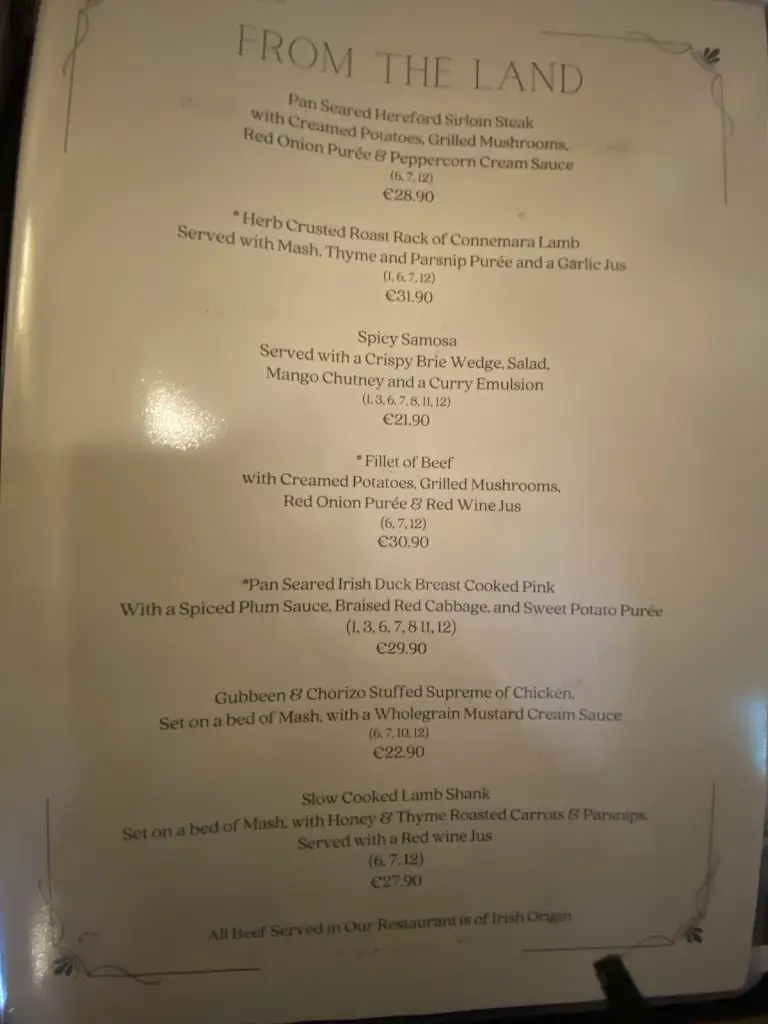 Menu_Marconi Restaurant Clifden_Clifden_immagine_2