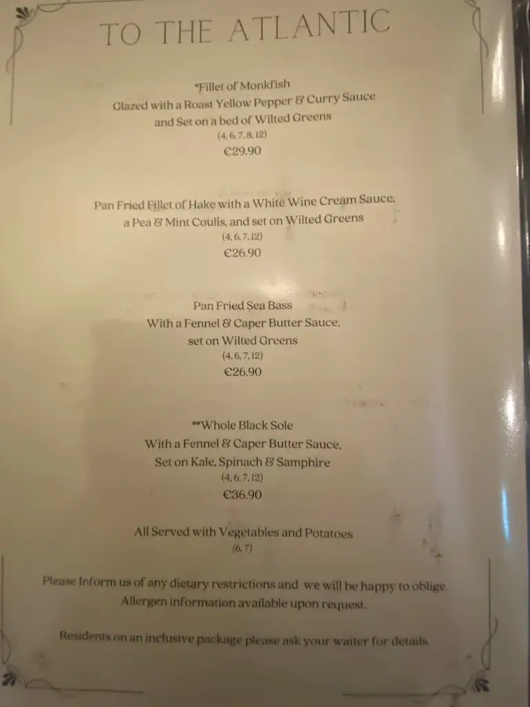 Menu_Marconi Restaurant Clifden_Clifden_immagine_3