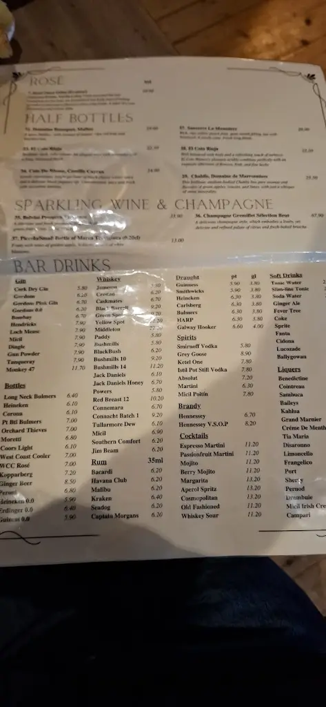 Menu_Marconi Restaurant Clifden_Clifden_immagine_4