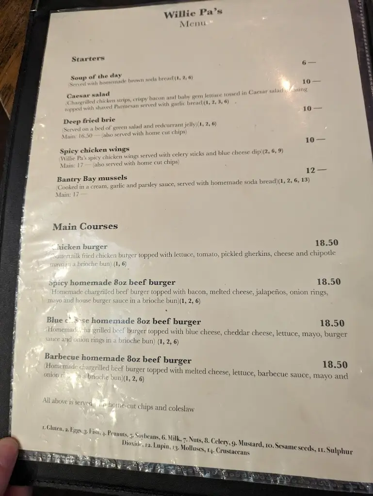 Menu_Willie Pas Bar & Restaurant_Bantry_image_1